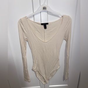 White/Cream button Bodysuit-Forever 21